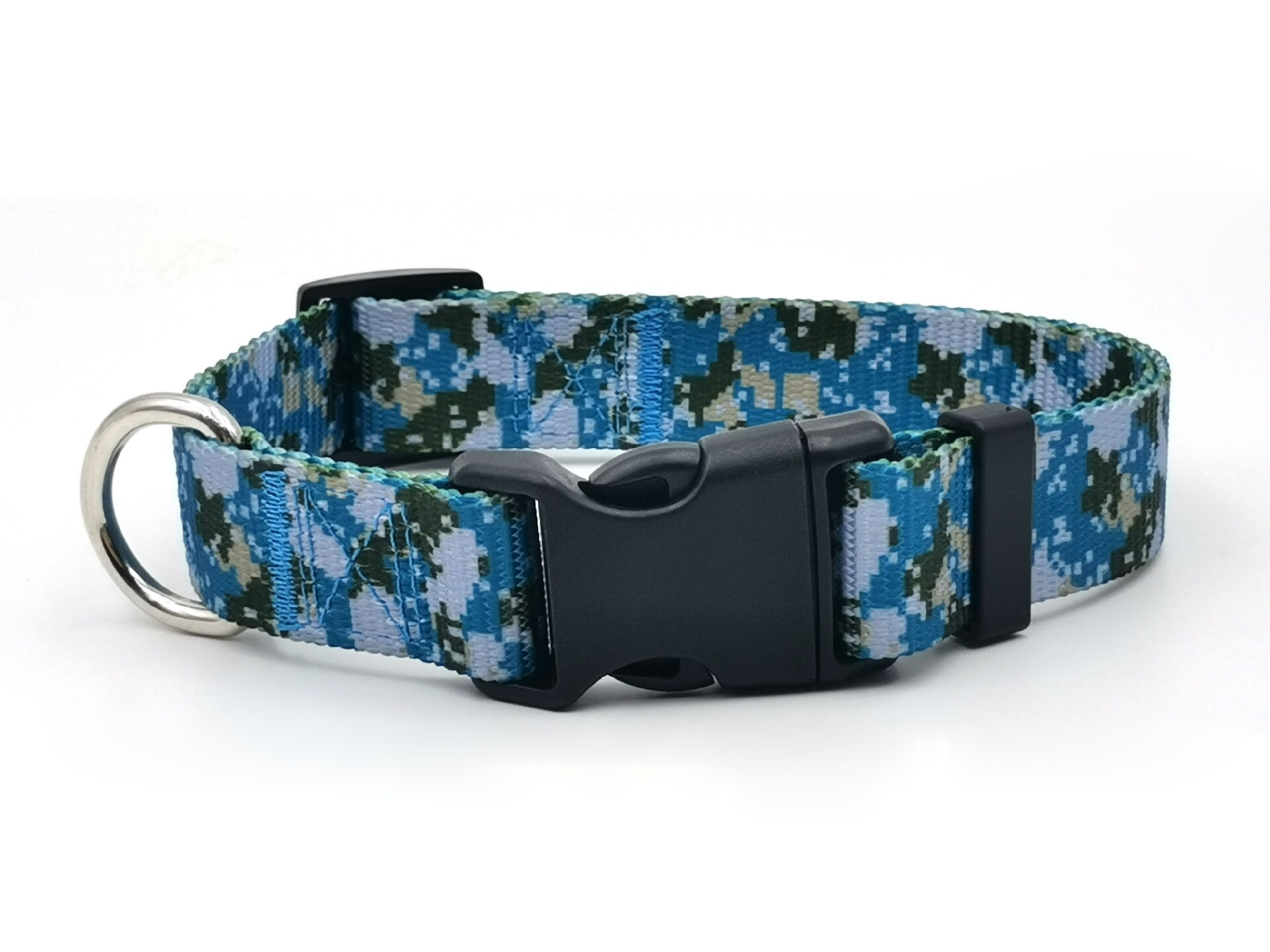 Collar con estampado de camuflaje para mascotas, Collar de nailon grande y de perro de talla mediana, de poliéster, suministros para perros pequeños, accesorios para perros: Navy camouflage
