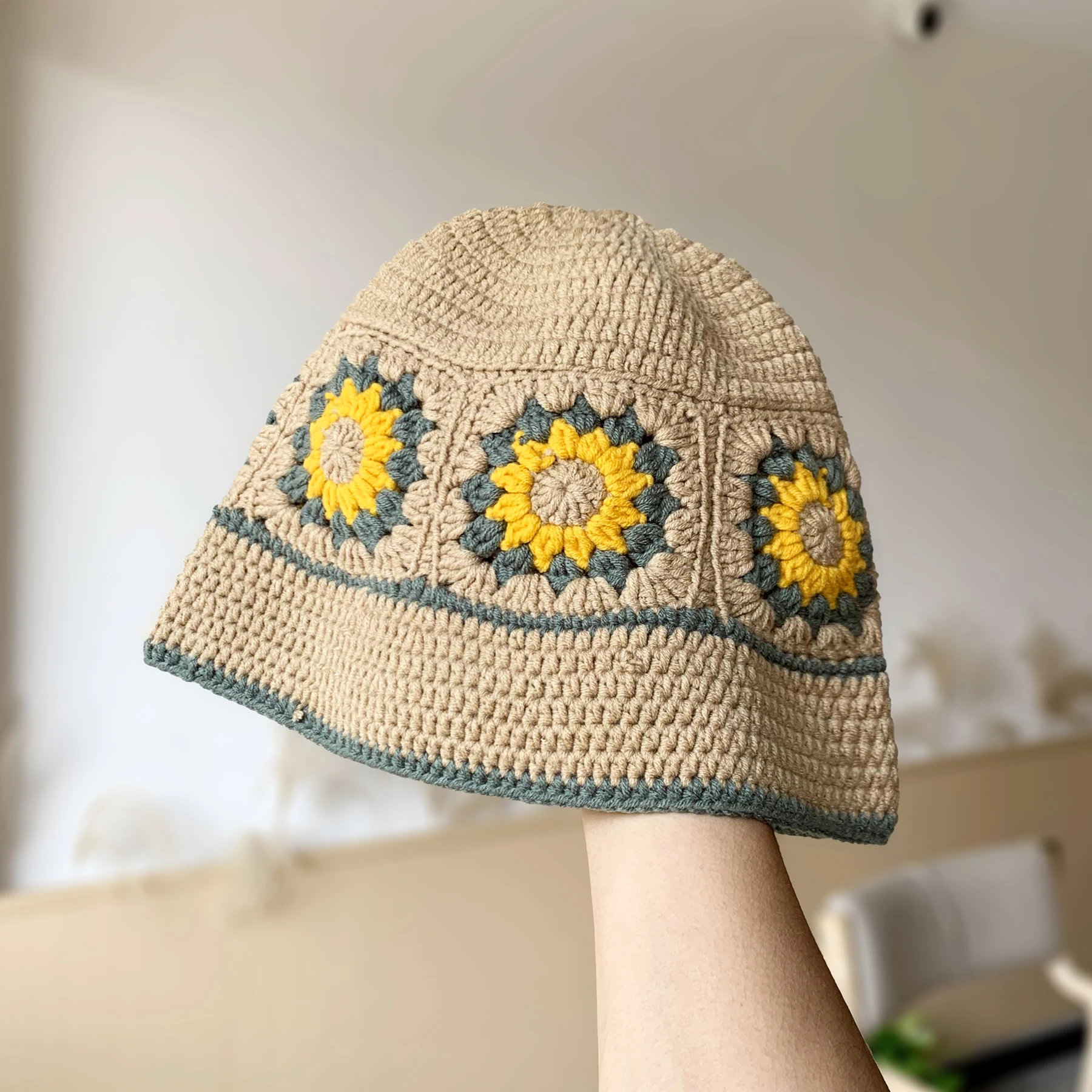 INS Korea Handmade Crochet Bucket Hats for Women Y2k Vintage Summer Beach Hat Flower Hollow Knitted Bob Sombreros Bonnet Caps: Pink