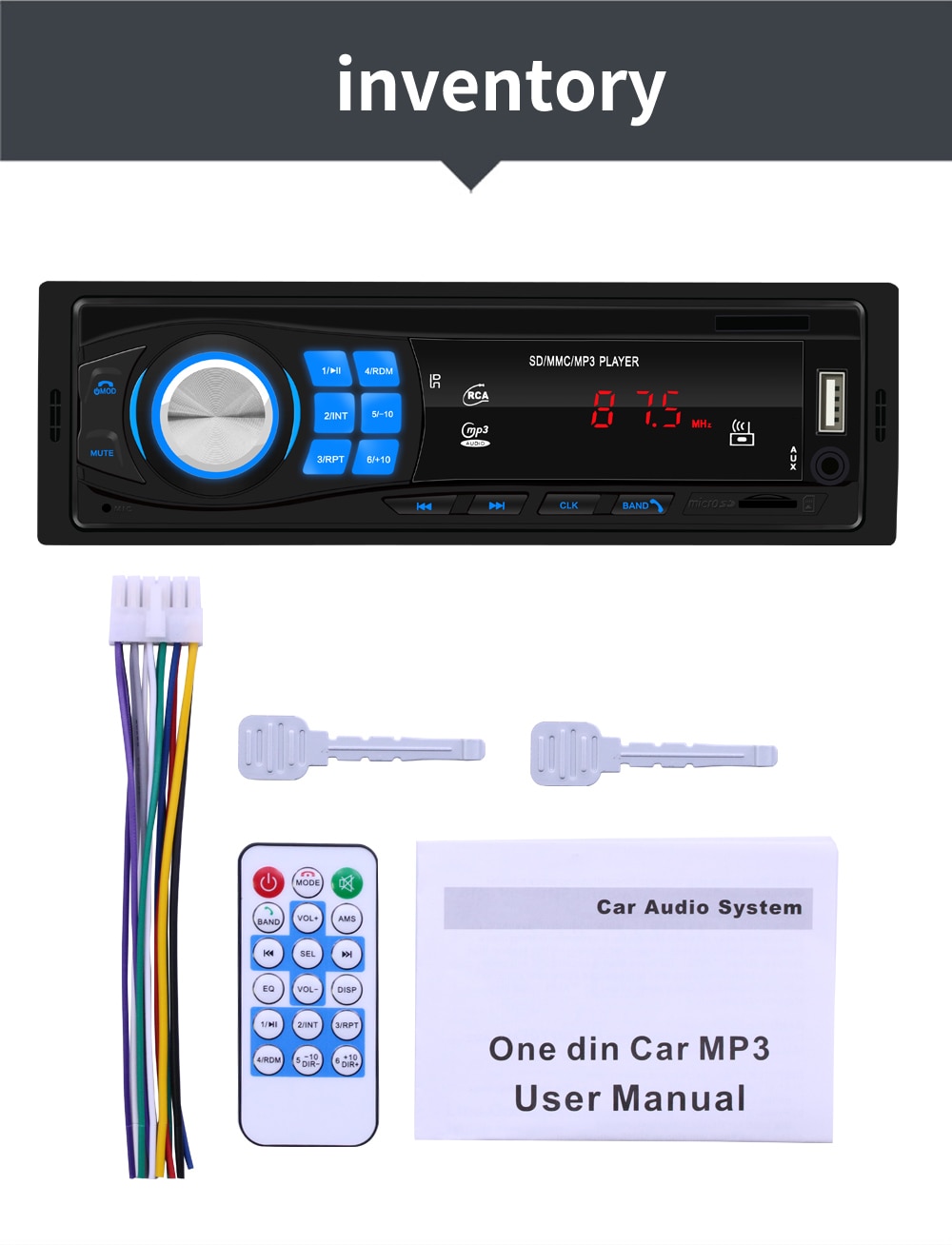 Hikity 1 Din Auto MP3 Multimedia Speler 12V Bluetooth Autoradio Autoradio Radio Fm Aux Ingang Ontvanger Usb/sd/AUX-IN