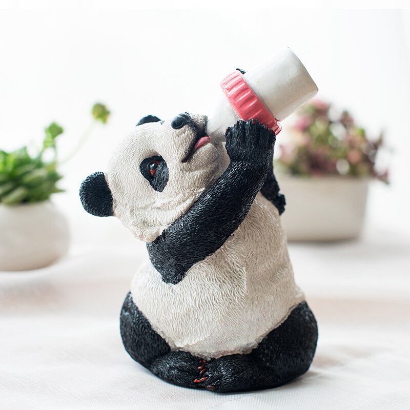 Statue de panda mignonne en résine, micro-décoration pour voiture, bureau, jardin extérieur, sculpture animale, décoration, ornement