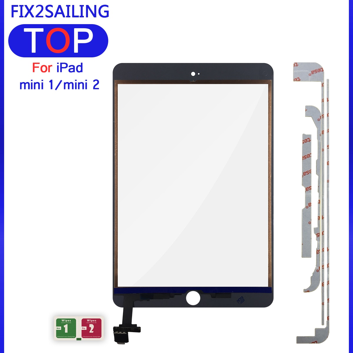 Voor Ipad Mini 2 Touch Screen Digitizer Met Key Button Ic Kabel Voor Ipad Mini 1/2/3 A1432 A1454 a1455 Glas