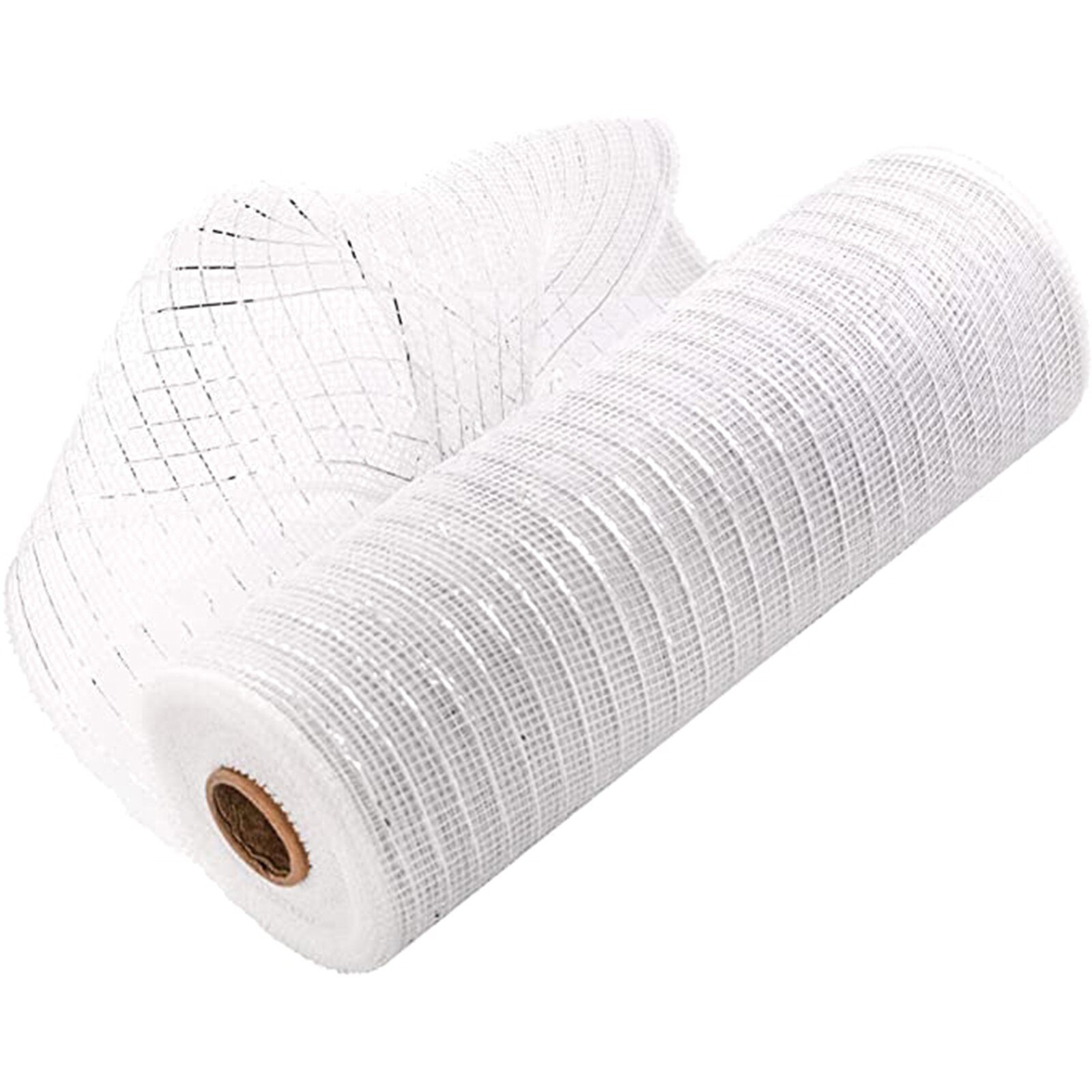 Poly Mesh Lint Met Metallic Folie Elke Rol Voor Kransen Swags Bows Wikkelen En Decoreren Kiezen Rolls Kransen Swags Bows: White 