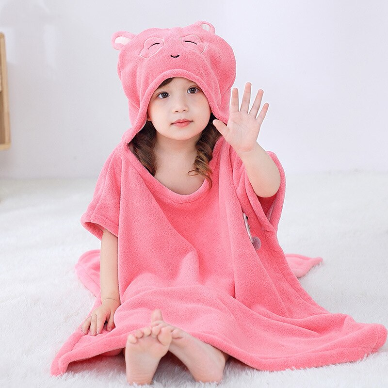 Toalla de baño con capucha de terciopelo Coral para el cuidado del bebé, mantas de animales para niños pequeños, Poncho, toallas, cosas, bonita Toalla de baño con capucha, paño de baño