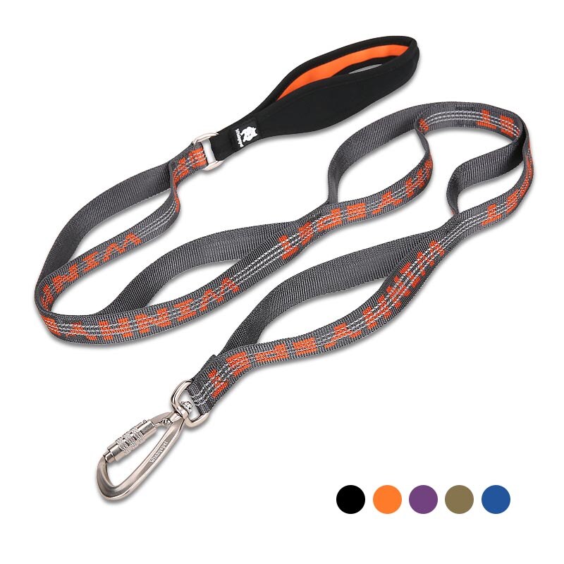 Truelove hondenriemen, duurzame reflecterende hondenriem van nylon, verstelbare trainingsriem met meerdere handgrepen voor honden.: Oranjegrijs / M 2.0140cm