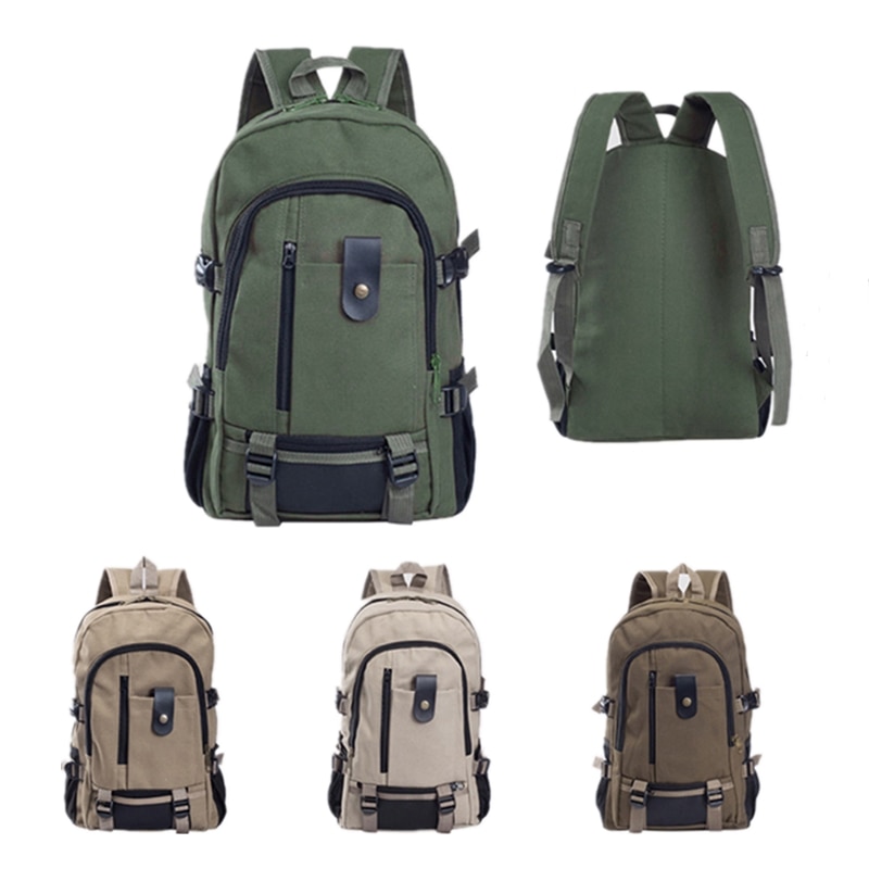 Men's Canvas Backpack Large-capacity Schoolbag Explosion Solid Color Rucksacks Casual Travel Sport Bag Backpack