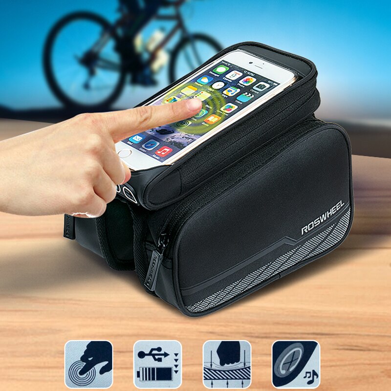ROSWHEEL Fiets Smart Phone Bag 5.7 inch Grote Touch Screen MTB Racefiets Fietsen Top Frame Tube pannier