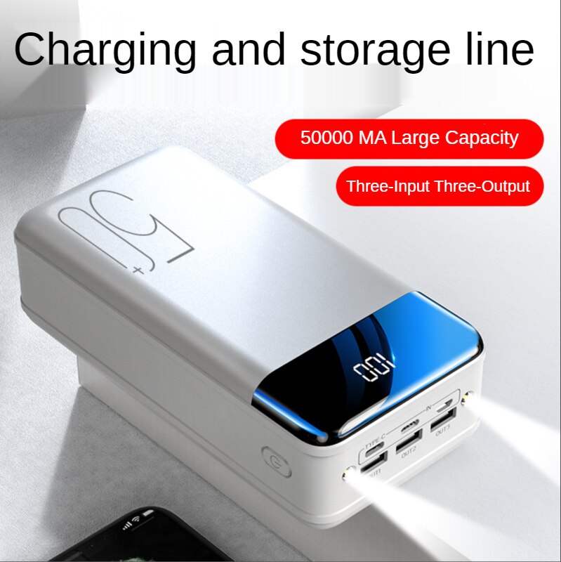 50000 Mah Hoge Capaciteit Power Bank Mobiele Telefoon Fast Charger Draagbare Reizen Powerbank Voor Xiaomi Samsung Iphone Poverbank