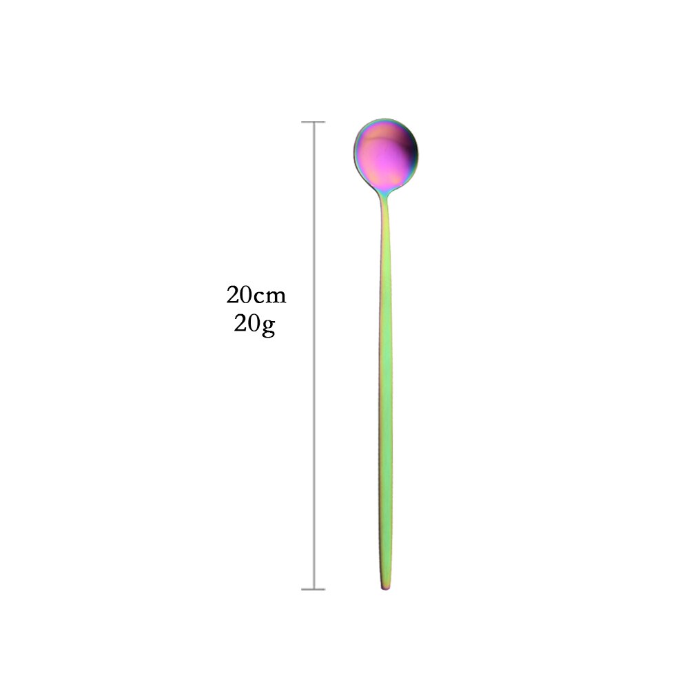 Matte Stainless Steel Dinner Cutlery Set Rainbow Tableware Kitchen Dinnerware Set Fork Coffee Spoon Knife Silverware Flatware: Long Spoon