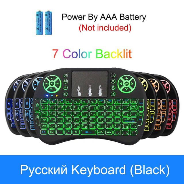 Backlight I8 Engels Russische 2.4Ghz Mini Wireless Keyboard Air Mouse Control Touchpad Verlicht Toetsenbord Voor Android Tv Box: Russian No Battery