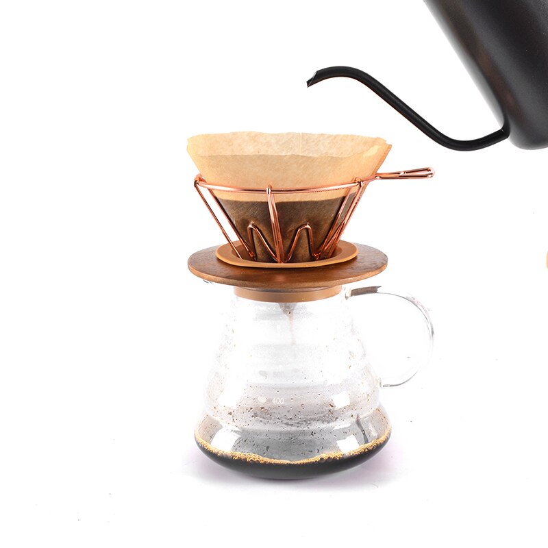 Rose Gold V60 1-4 Kopjes Koffie Filter Houder Metalen Koper Brouwen Druppel Zilver Koffie Filters Accessoires Trechter Mesh filter