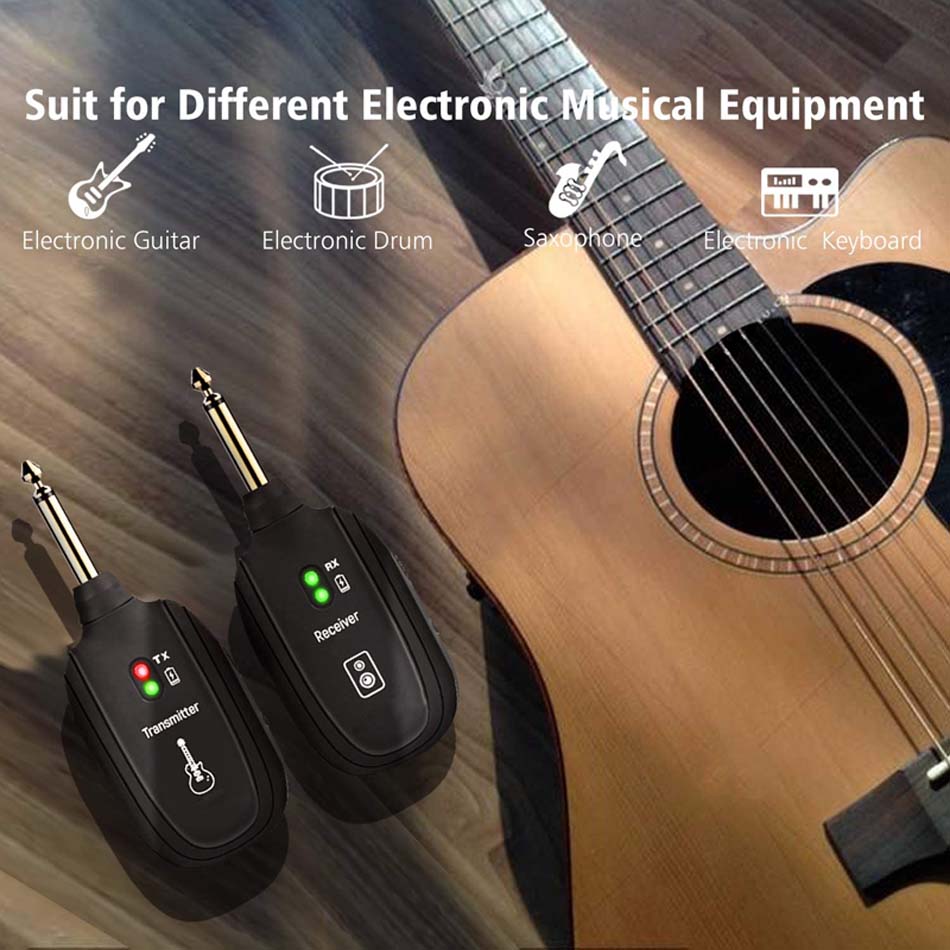 A8 Guitar Wireless System Transmitter Receiver Built-in Rechargeable Built- in Rechargeable wireless guitar transmitter