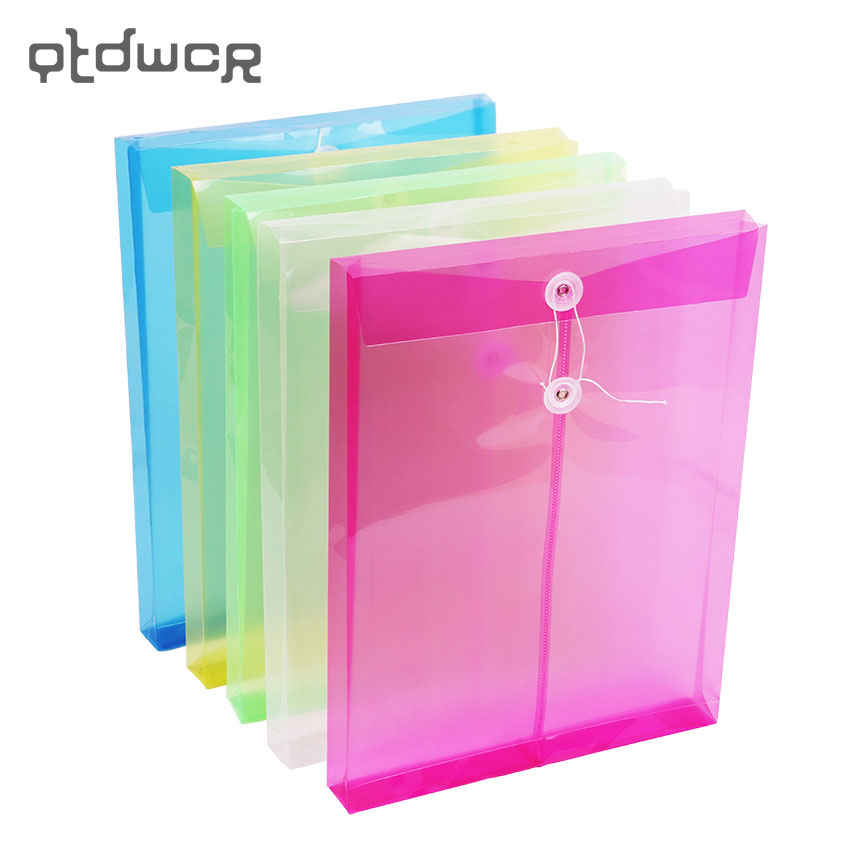 1pc  a4 kontor fil taske knap lukning mappe taske gennemsigtig plast mappe kontor papirvarer levering