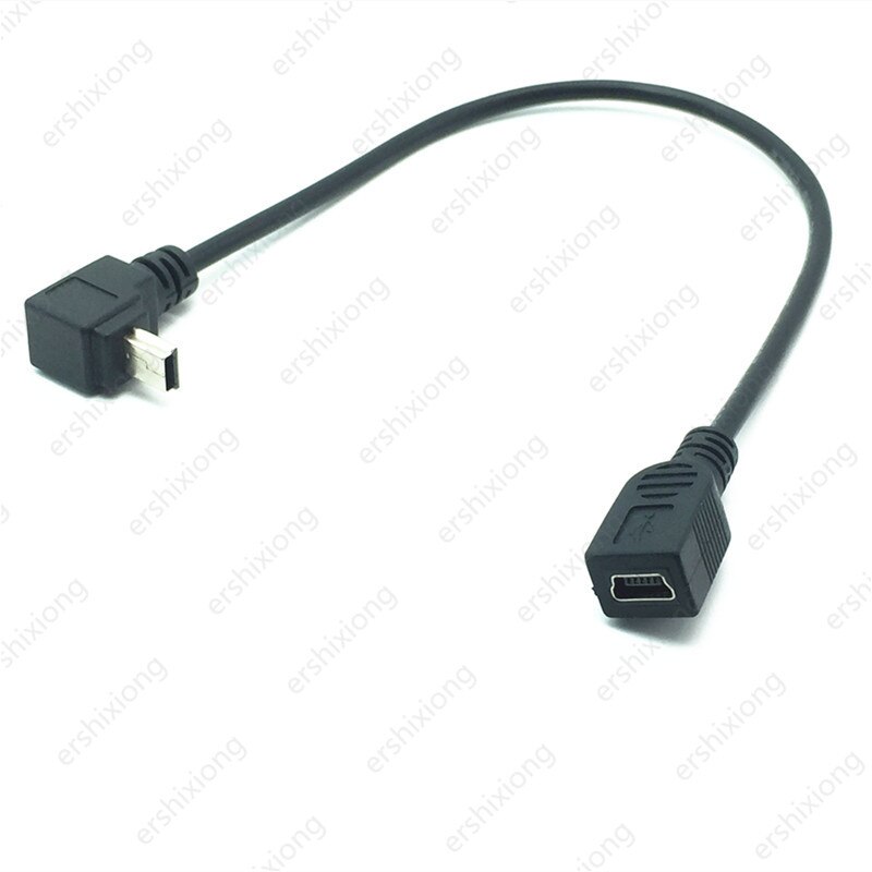 Mini Usb Kabel 5Pin Stekker Aan Vrouwelijke Jack Extension Data Adapter Lead Kabel Haakse 90 Graden Cord 25cm