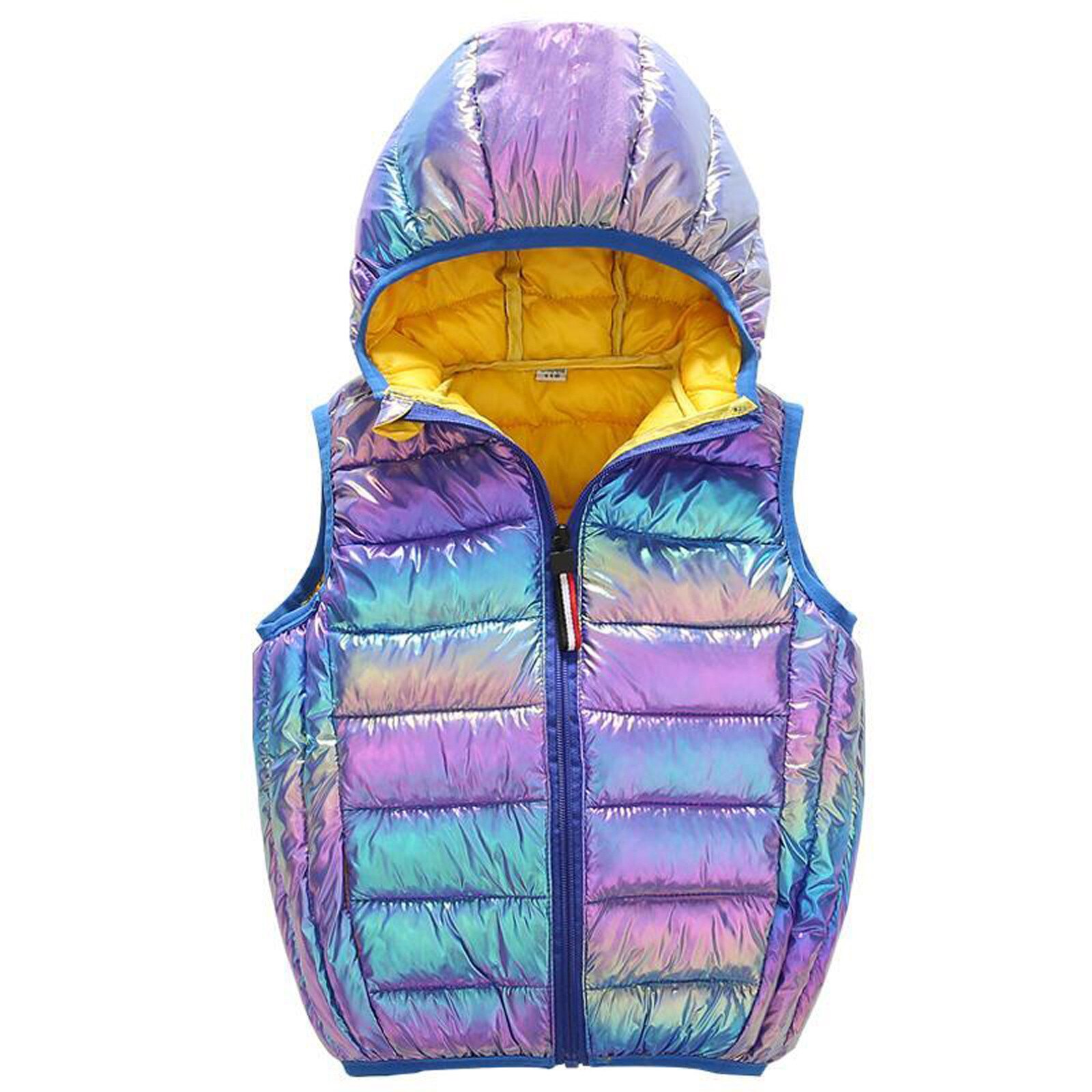 Crianças dos miúdos do bebê meninos meninas colete inverno quente casaco colorido manter quente sem mangas jaqueta com capuz para a menina casaco roupas dos miúdos: Azul / 12