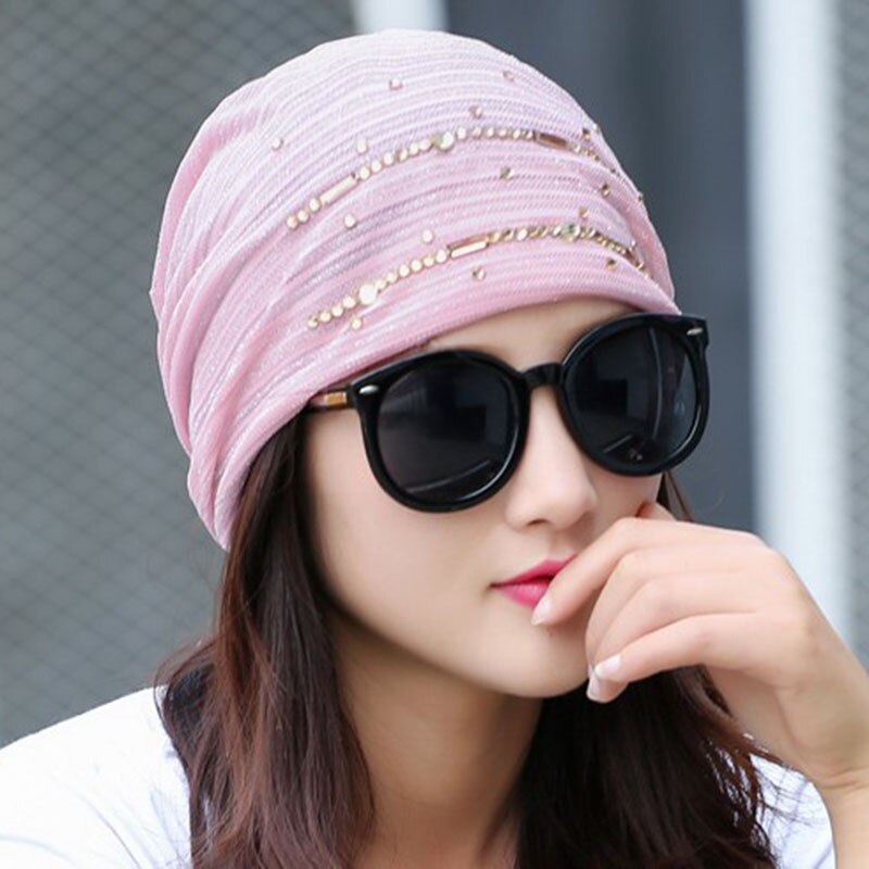 chapeau femme printemps et été mince dentelle foulard chapeau respirant tête casquette mois pile tas chimiothérapie Beanie casquettes: style 4