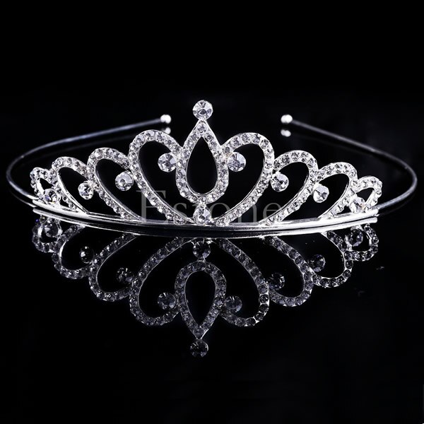 Vintage Bruiloft Bruids Kristal Strass Hoofdband Kroon Haar Accessoires Tiara U90E: 3