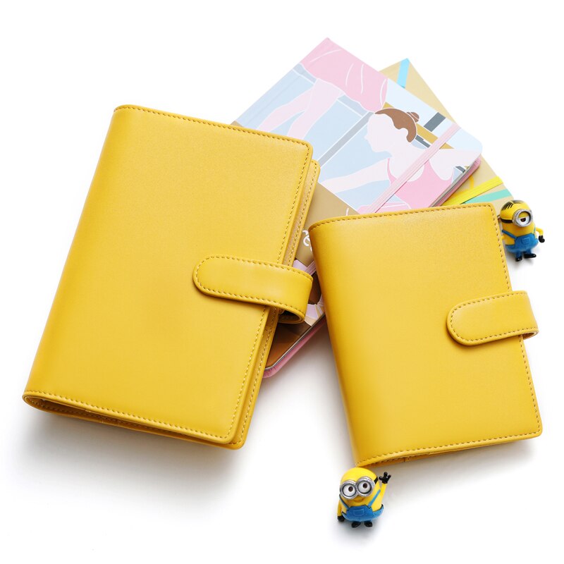 Amnery Leather Notebook Cover A6 Personal /A7 Pocket Ring Binder, 6 Round Ring Binder Journal Refillable for Pocket Filler Paper