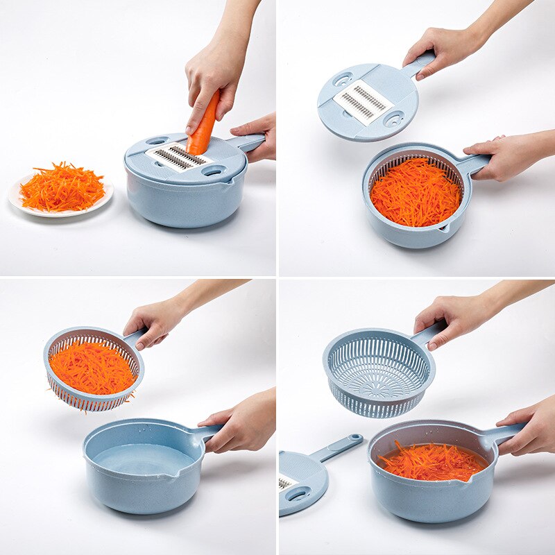 Multi function chopper peeler kitchen manual slicing shredding mashed potato shaving and wiping machine