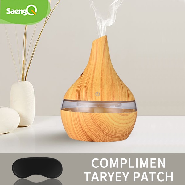 SaengQ-humidificador de aire eléctrico, difusor de aroma ultrasónico por aceites esenciales, en color madera, para aromaterapia en hogar: LightBrown