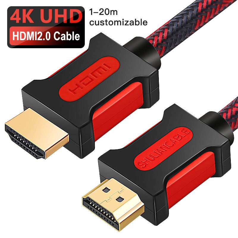 Lungfish HDMI 2.0 Cable HDMI to HDMI 4k 60hz 3D for Splitter Switch TV LCD Laptop PS4 Projector Computer 1m 2m 3m 5m 10m 15m 20m: red black 1 / 20m