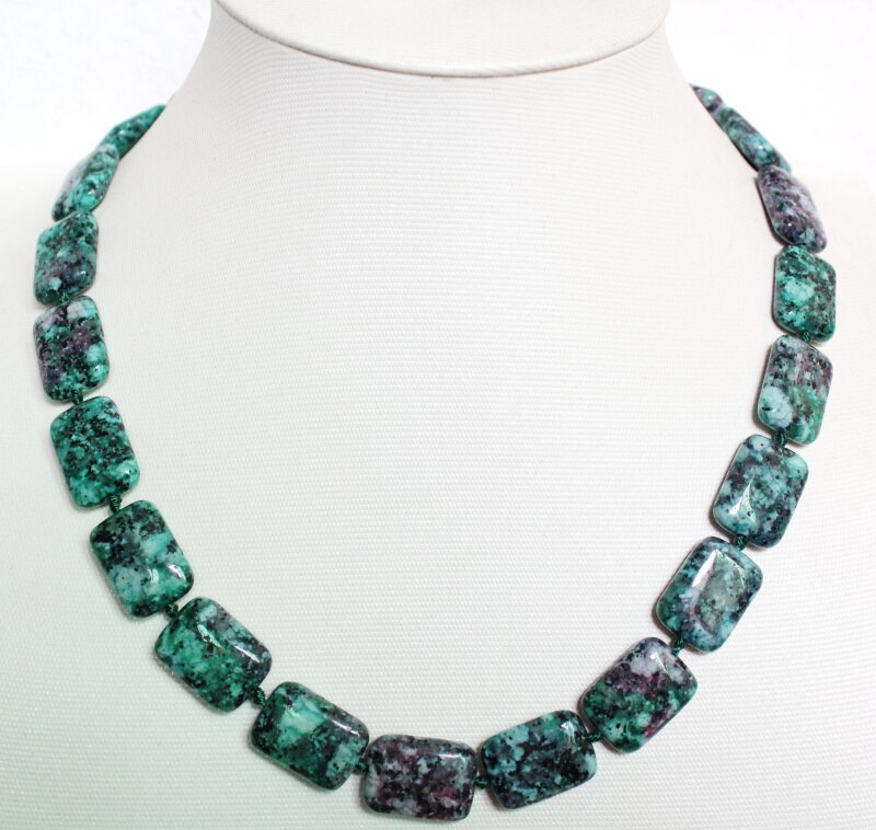 natural stone necklace crystal agates malachite tiger eye Square beads for women jewelry necklace vintage style 18 inches: NO.4