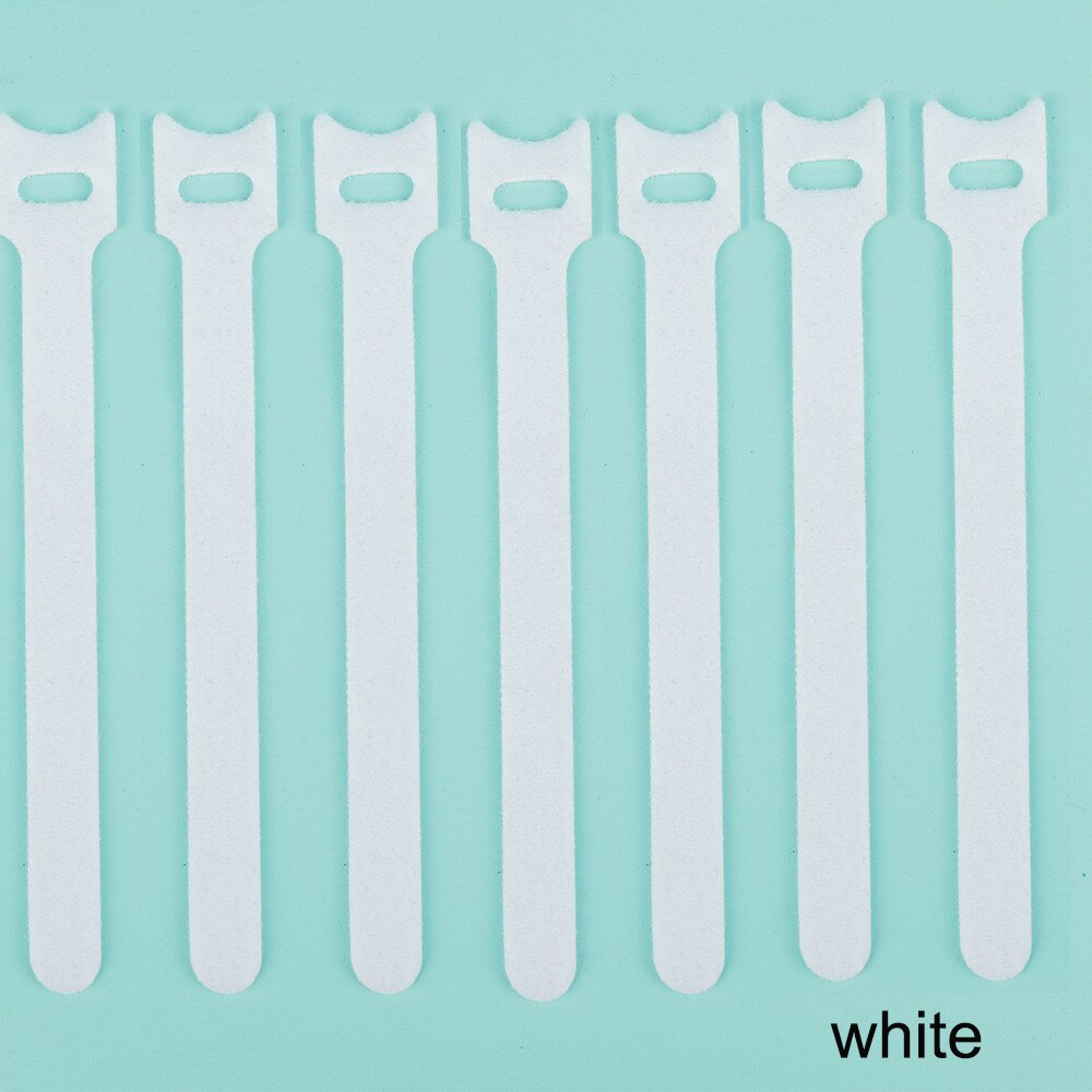 10pcs/Releasable Cable Ties Plastics Hook Loop Fastening Reusable Cable Ties Nylon Loop Wrap Zip Bundle T-type Cable Tie Wire: White 12x200MM
