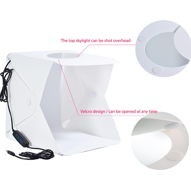 20/30/40cm Light Box LED Three-Color USB Rechargeable Portable Photography Studio Folding Background Kit for DSLR Camera