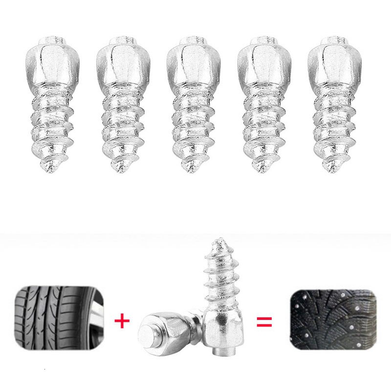 50pcs Winter Tire Spikes Car Tires Studs Screw Snow Spikes Wheel Tyre Snow Chains Studs For Auto Car Motorcycle SUV ATV Truck