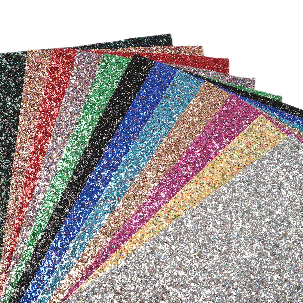 20*34cm Solid Color Chunky Glitter Faux Leather Fabric Sheets,DIY Handmade Materials For Making Projects,1Yc8030