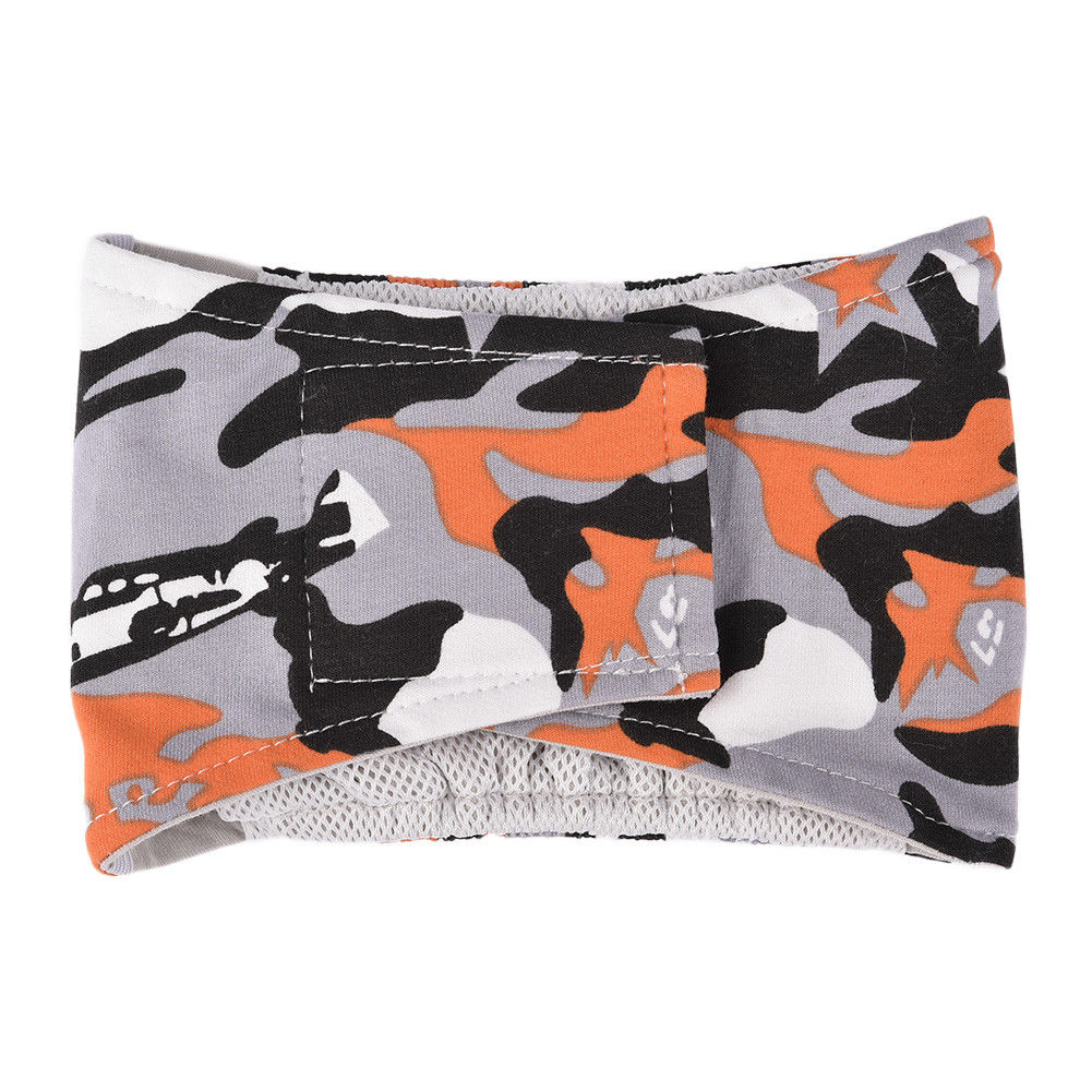 1pc Cotton cloth Male Pet Dog Belly Wrap Band Diaper Nappy Pants Puppy Sanitary Underwear S-XL: Camouflage orange / L
