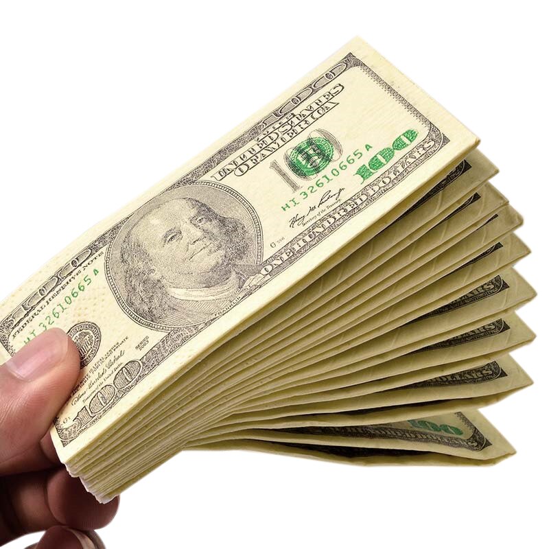 8pcs funny dollar printed paper napkins 3 layers thick paper napkins party supplies