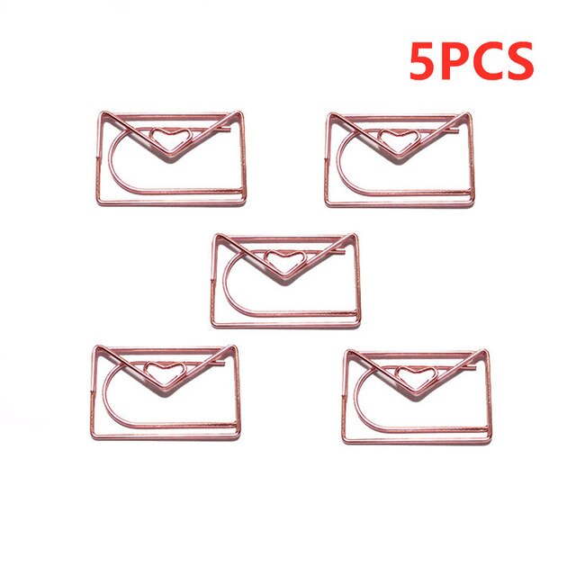 12pcs/box Cartoon Shape Paper Clips Notes DIY Bookmark Metal Binder Clips Notes Letter Paper Clips Bookmarks: 5PCS