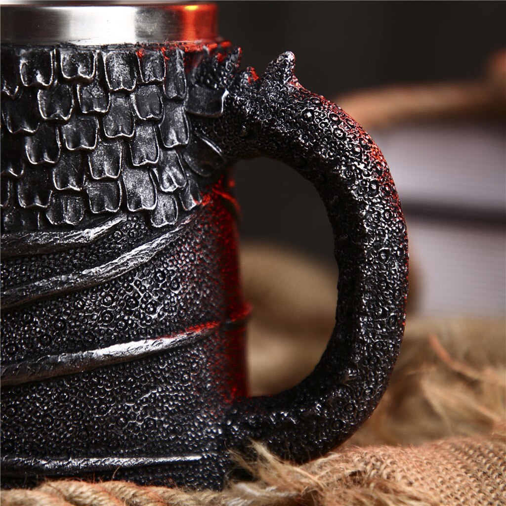 M edieval dragon rustfrit stål kaffe øl kop til drage samler dekoration