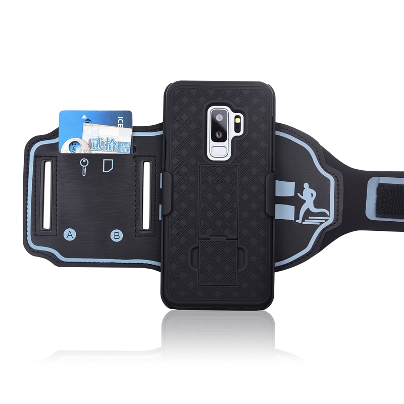 2 in 1 Sport mobiele telefoon case armband Voor Samsung Galaxy S9 S9plus Gym Running Oefening Telefoon Houder Tas arm band S9/S9 plus