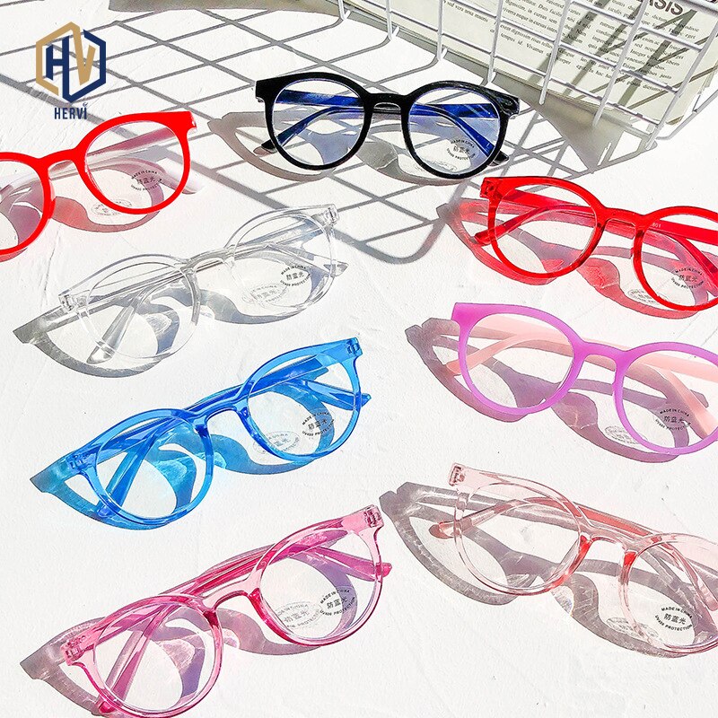 Retro Anti-blue Light Glasses Frame Children's Glasses Round Glasses For Kids Student Eyeglasses Child Goggle Cute Pink