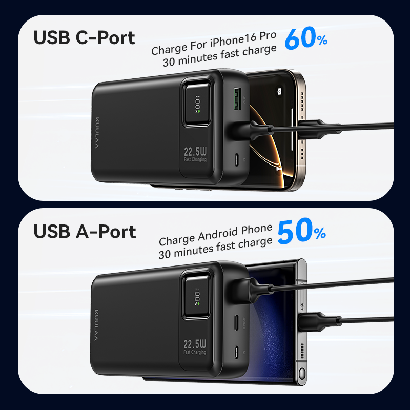 KUULAA 20000mAh banco de energía batería externa portátil 22,5 W cargador portátil de carga rápida para iPhone xiaomi redmi poco Powerbank