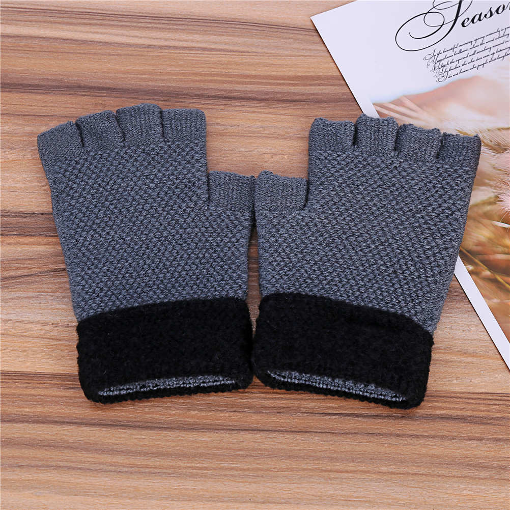invierno cálido para hombre Guantes gruesos de lana de punto de medio dedo Guantes sin dedos Guantes Luva Handschoenen Rekawiczki