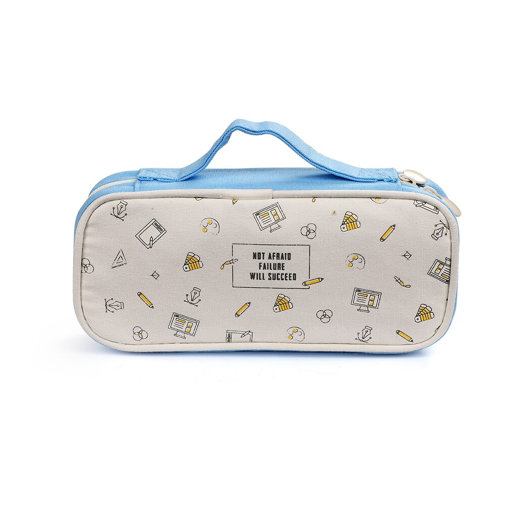Estojo escolar portátil multifuncional, material de papelaria criativo e portátil de alta capacidade para lápis, armazenamento simples e multifuncional: sea blue