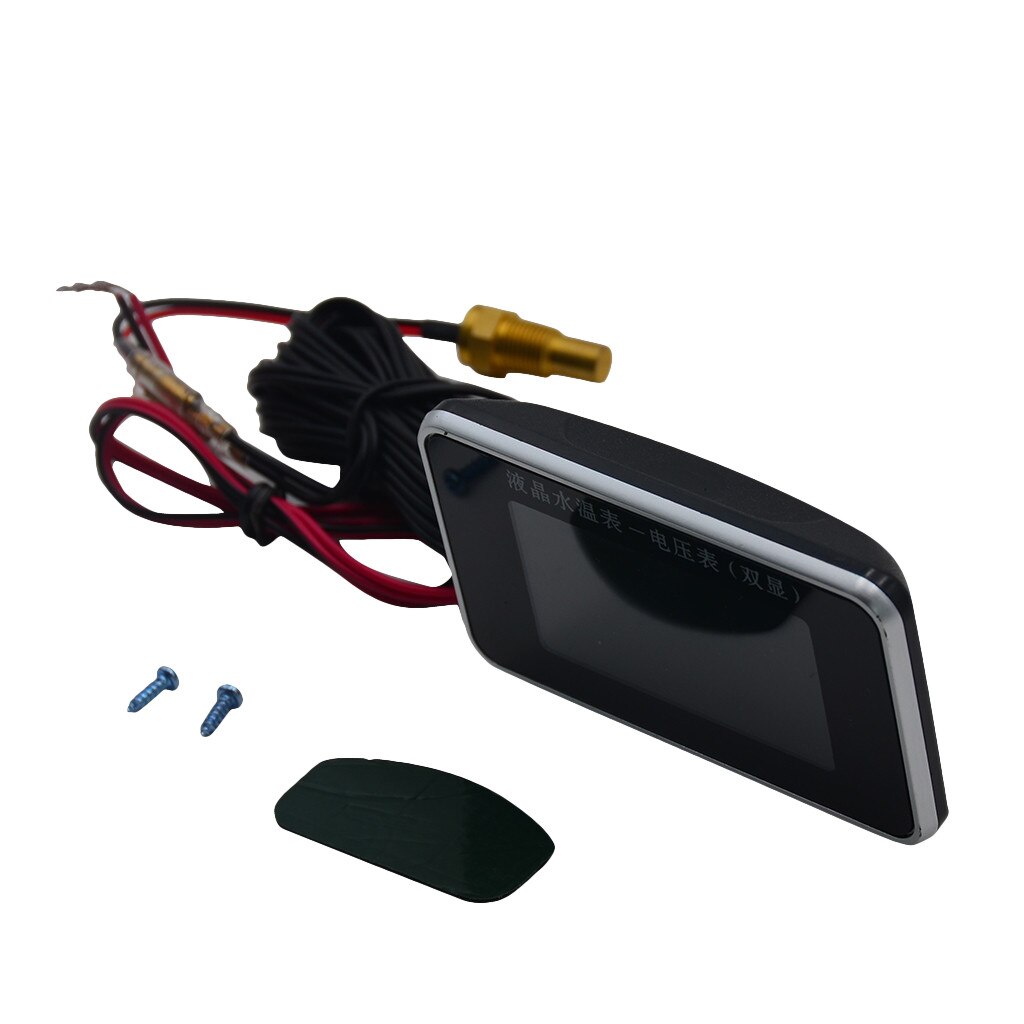 LCD Digital Display Voltmeter 12 V/24 V Auto LCD Water Temperatuur Meter Thermometer Voltmeter Gauge 2in1 Sensor shockproof # P15