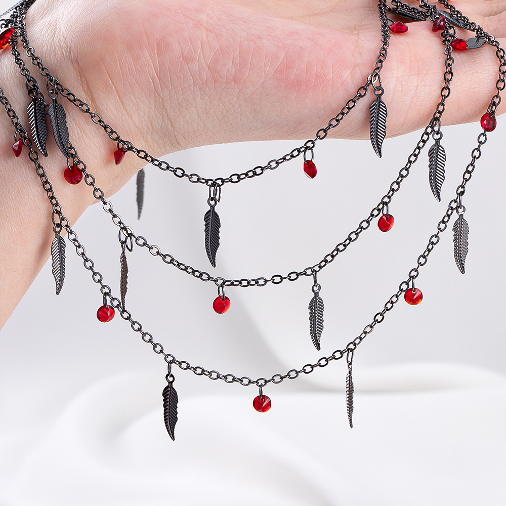 0,5 metros, 1 metro, 2 metros, cadena con cuentas de cristal rojo, cadena de eslabones con dijes, cadenas de cobre, DIY, collar, pulsera, tela, fabricación de joyas