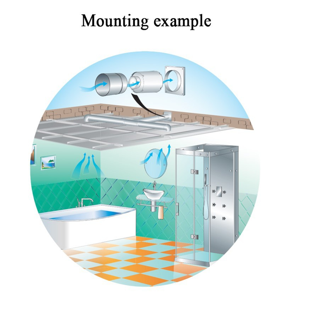 220V 4'' 25W Exhaust Blower Silent Wall Extractor Ventilation Fan Window Bathroom Kitchen Toilet Cooling Vents Ventilator Fan