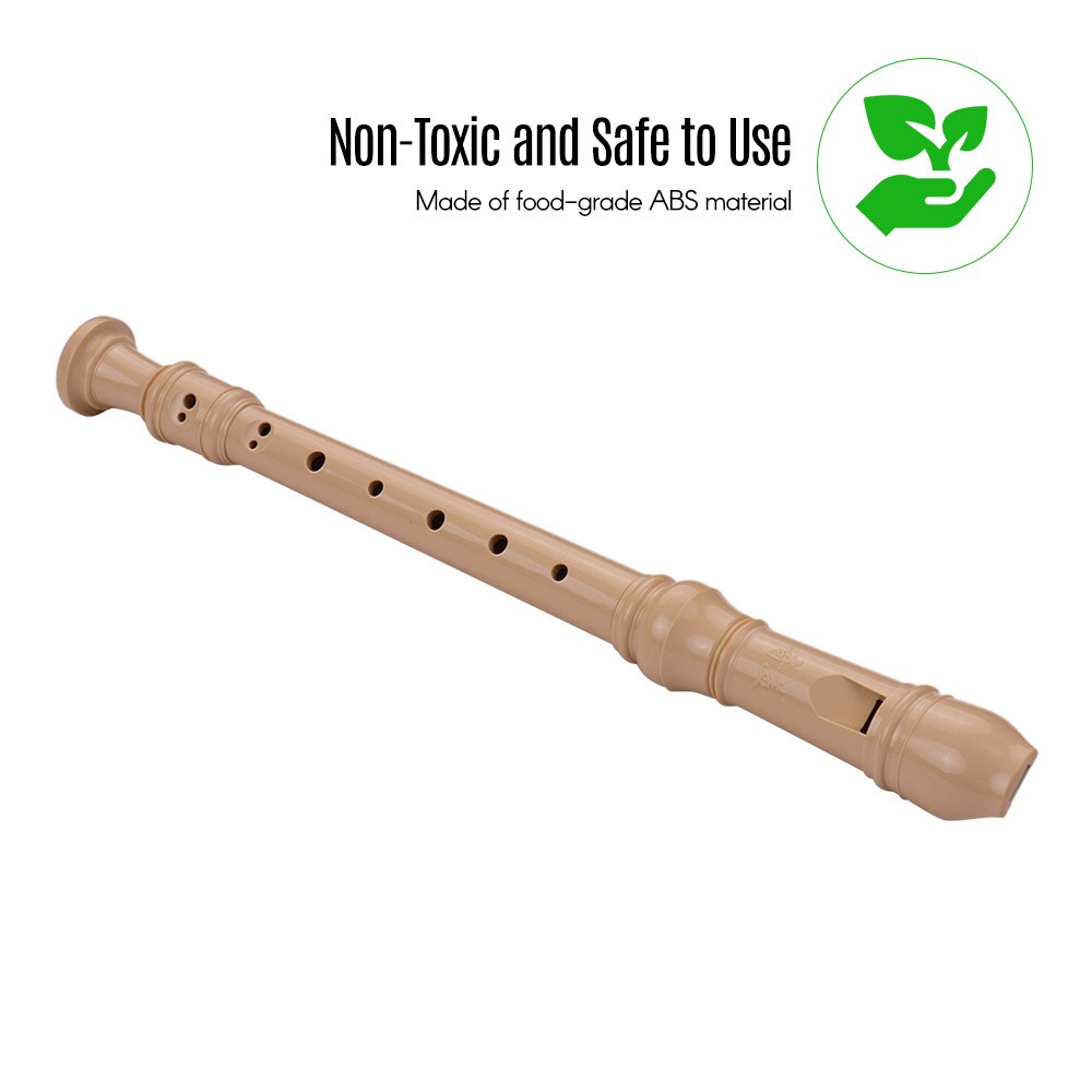 8 Holes Soprano Descant Recorder Baroque Style Fingering Flute with Cleaning Stick Portable Lanyard Finger Rest for Beginners