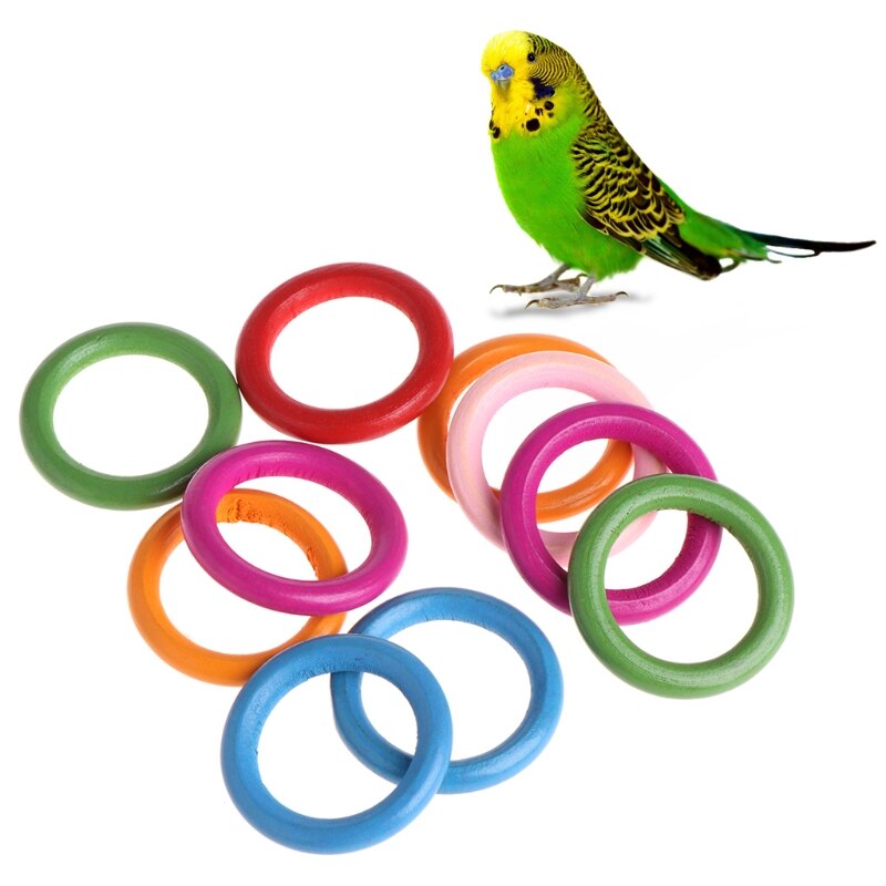 10 Stks/zak Hout Ringen Papegaai Speelgoed Accessoires Kleurrijke Willekeurige Kleur Diy Ornament