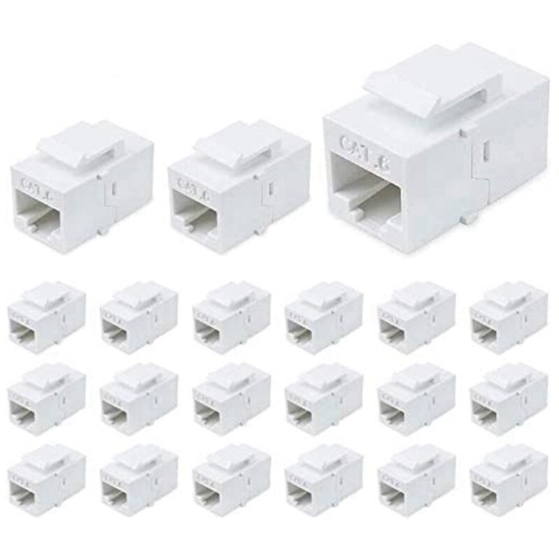 Cat6 Keystone Coupler Jack,RJ45 Network Cable Female to Female Jack - 20 Plus 1 Pack: Default Title