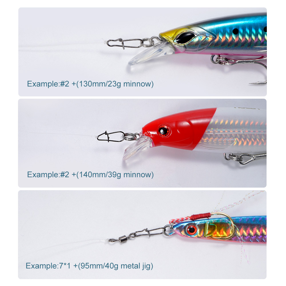 Noeby Stainless Steel Lock Snap Fishing Connector Fast Clip Swivel Solid Rings Safety Snaps Fishing Hook Tackle Snap
