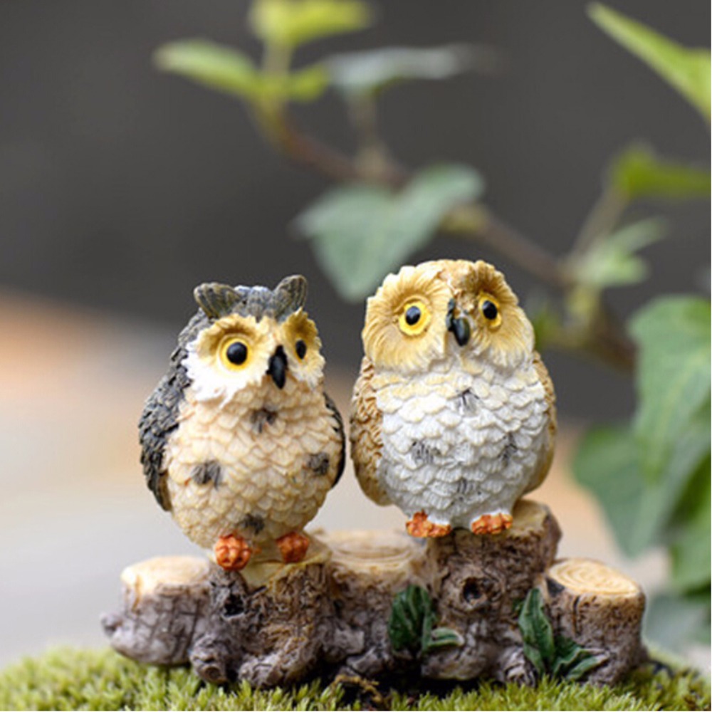 Boneco de paisagem, coruja, resina, jardim doméstico, decoração diy, micro ornamentos, decoração: randomly