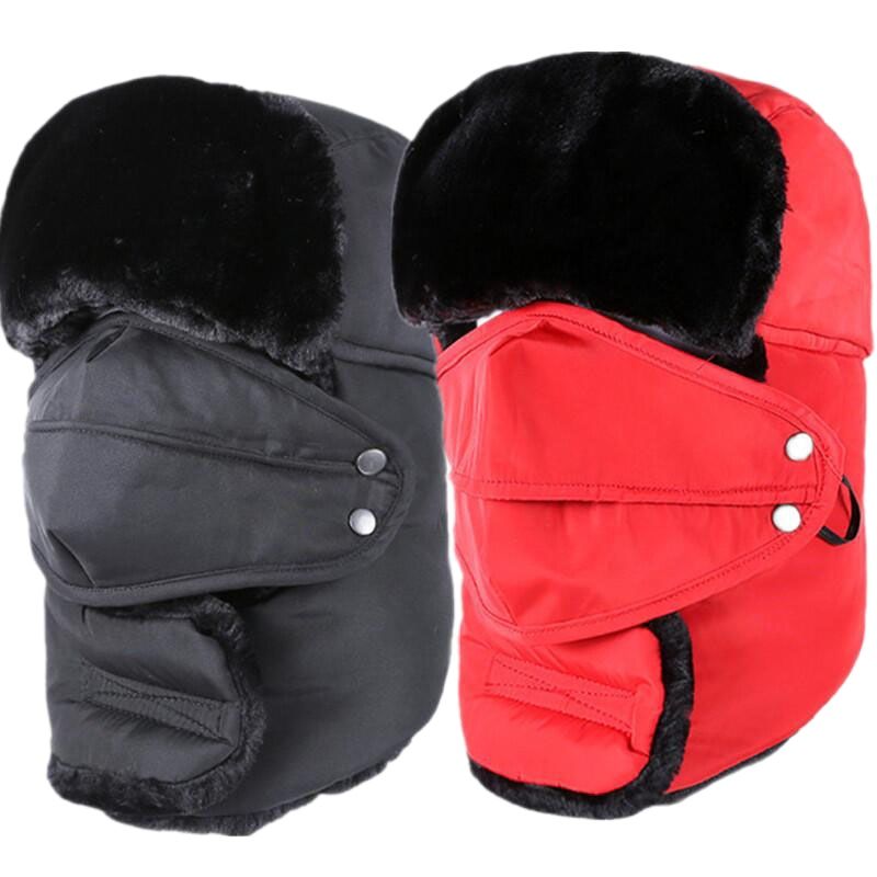 Gorros de estilo aviador para hombre, gorros de estilo aviador de invierno, de color sólido, con hueso más grueso, sombrero de nieve ruso, con solapa para las orejas, gorro de lei feng, novedad de