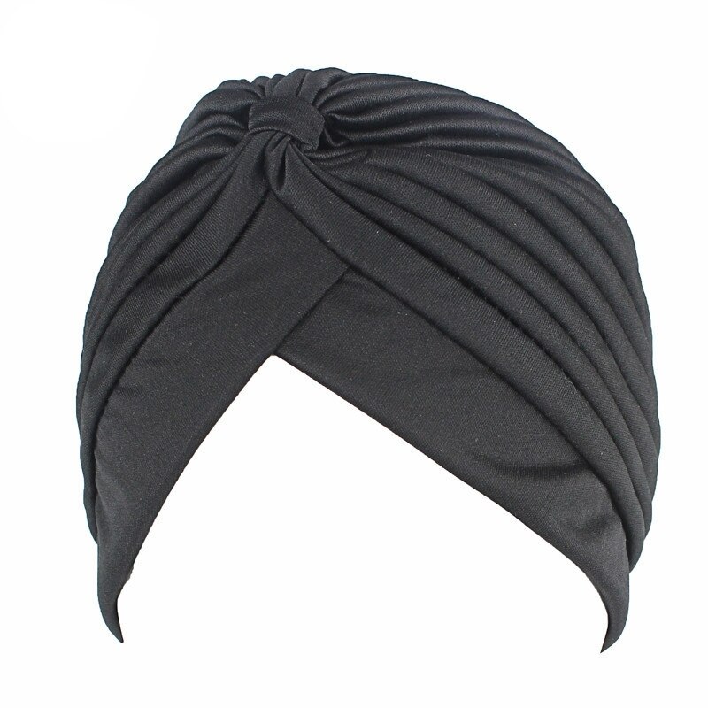 Vanlig fast hår lokk turban hode pakke inn bånd lue bandana hår lokk sove natt lokk hår styling tilbehør dame kvinner til: Svart