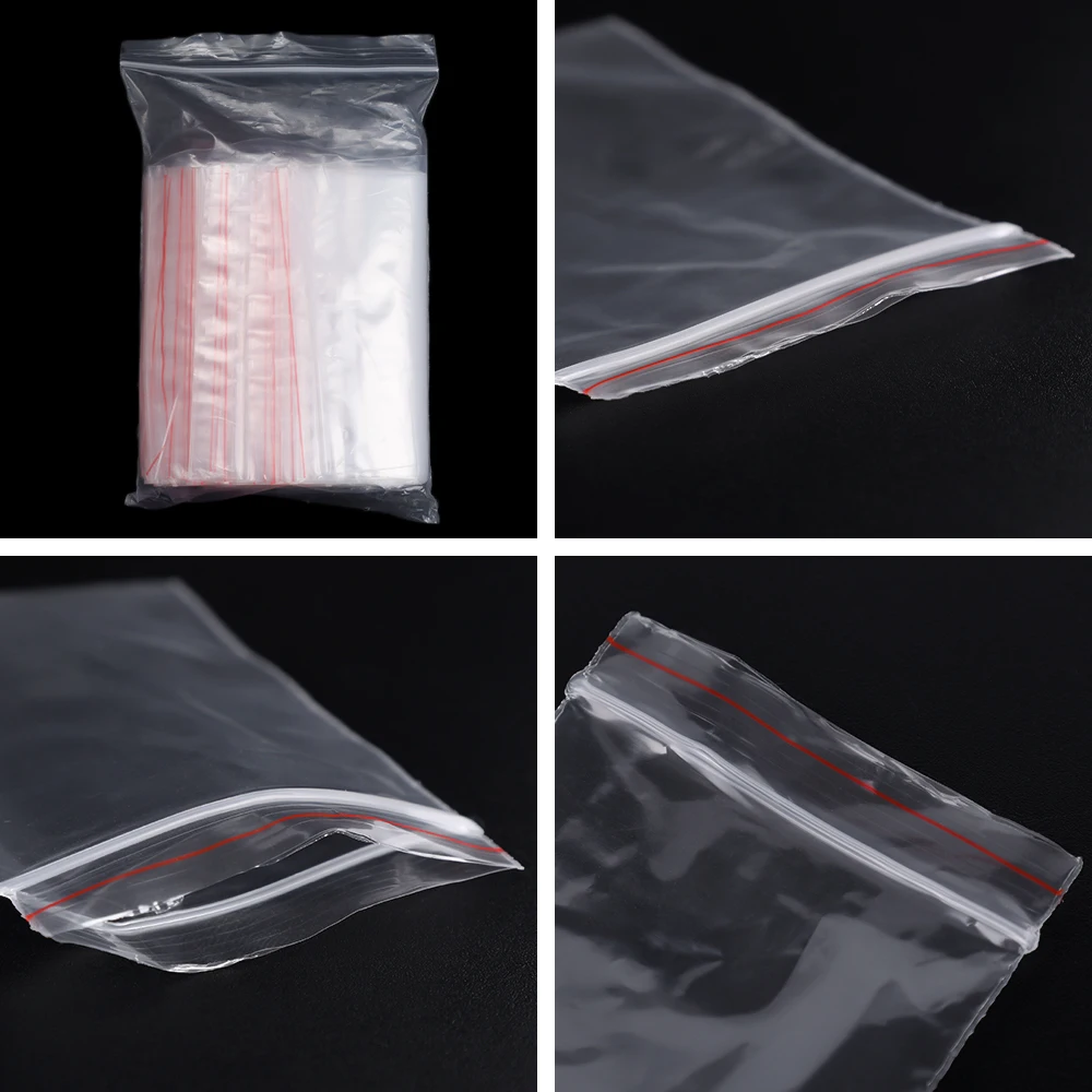 100Pcs Transparent Plastic Sealing Bag Reusable Sealed Bags Food Storage Vacuum Fresh Packing Pouch Jewelry Organizer Zip Bag