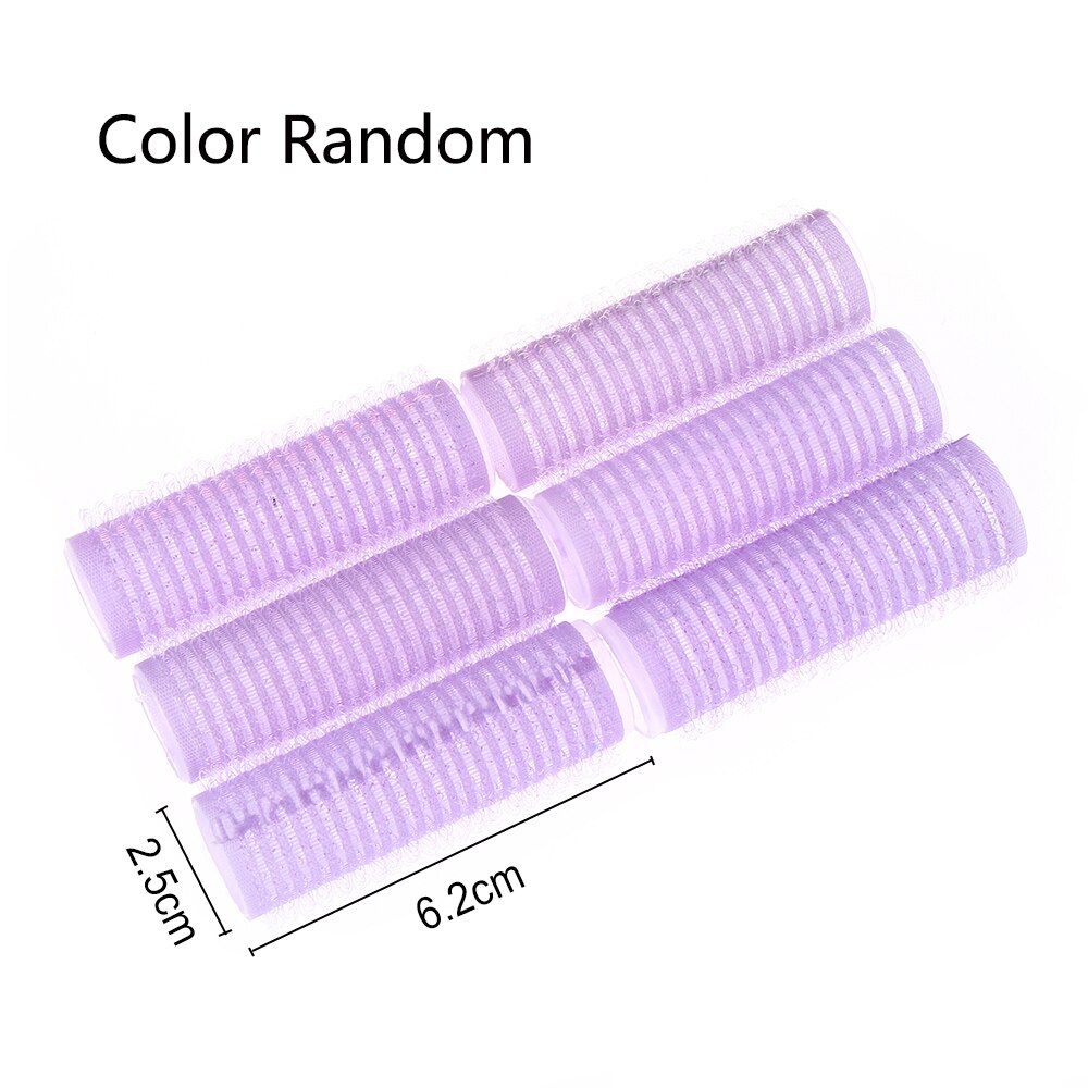 4/6/8 Stuks Zwart Nylon Self Grip Haar Rollen Onschadelijk Haar Kleverige Curler Stick Haar Kappers krulspelden Salon Diy Styling: 6pc-2.5cm